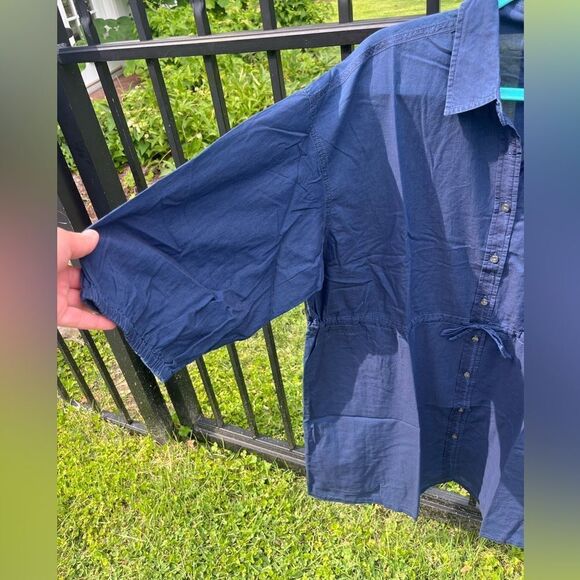 J Crew Cinched Shirt Dress in Indigo Cotton Voile NWT - Picture 9 of 9